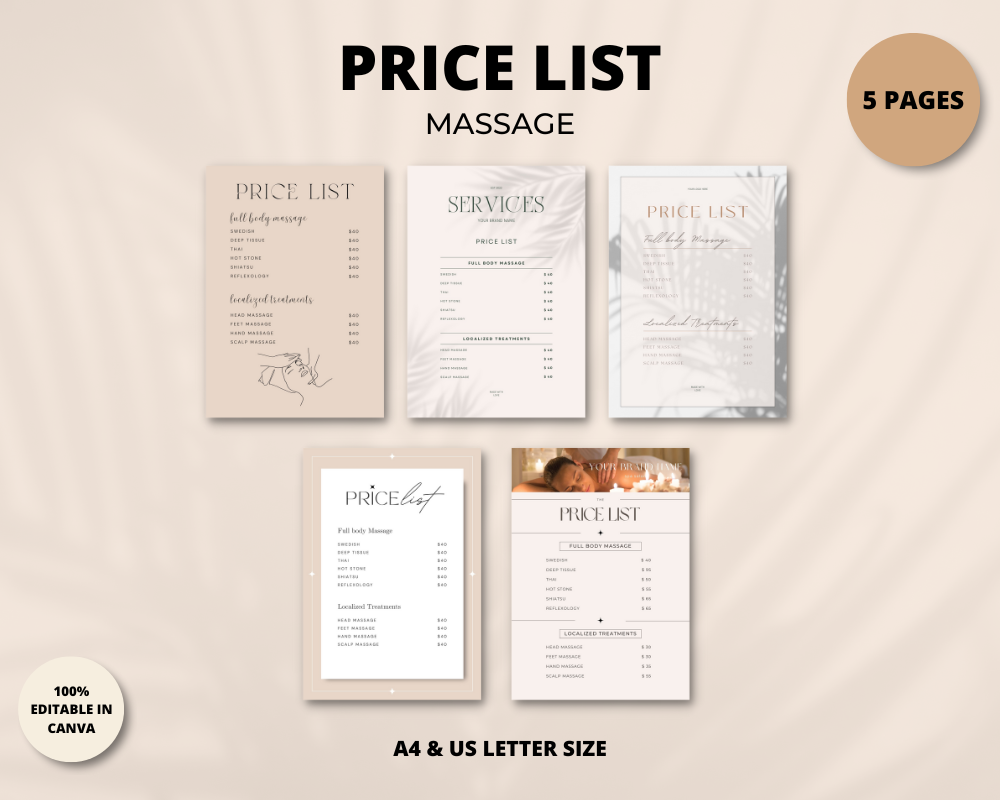 PRICE LIST Massage