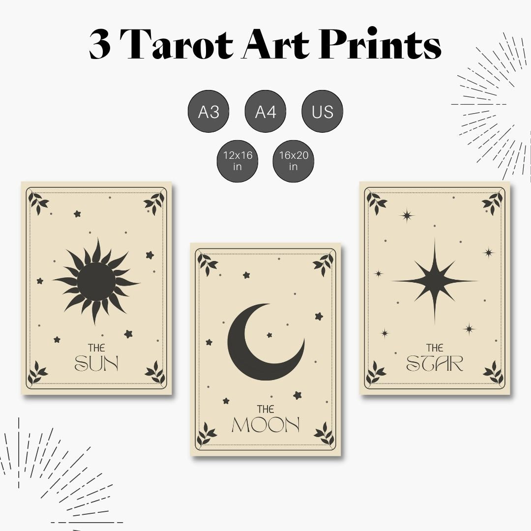 3 TAROT Printable Wall Art – ESTHETICIANSPACE