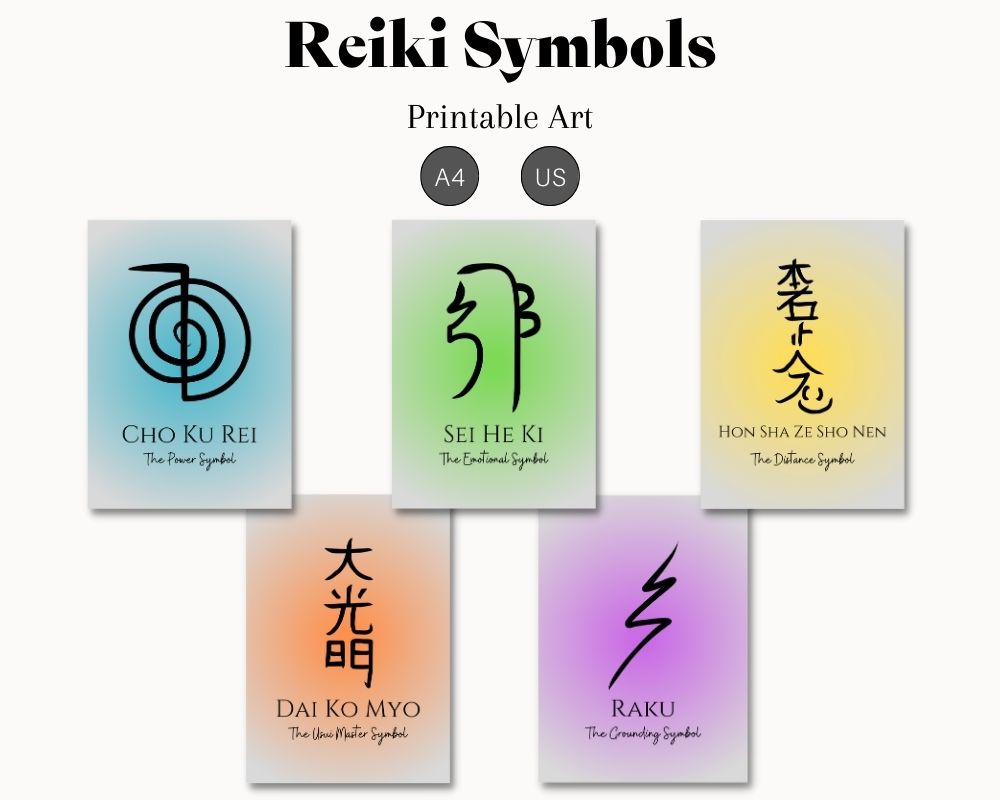 5 REIKI Symbols Printable Wall Art