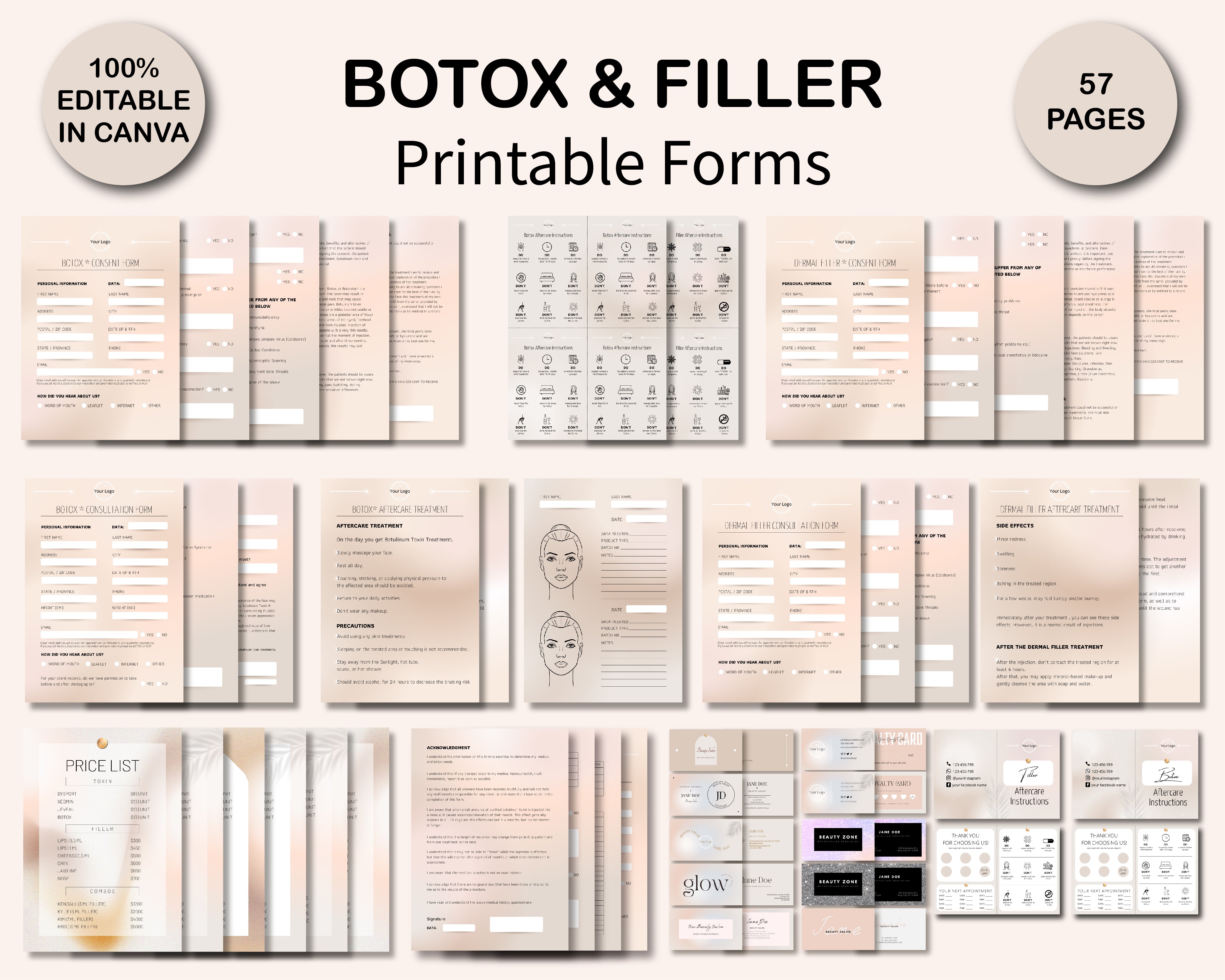 BOTOX & FILLER Forms – ESTHETICIANSPACE